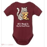 All I Need Is My Cat And Pizza Funny Cat And Pizza Baby Bodysuit thumb 0