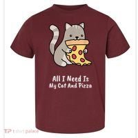 All I Need Is My Cat And Pizza Funny Cat And Pizza Toddler T-Shirt thumb 0