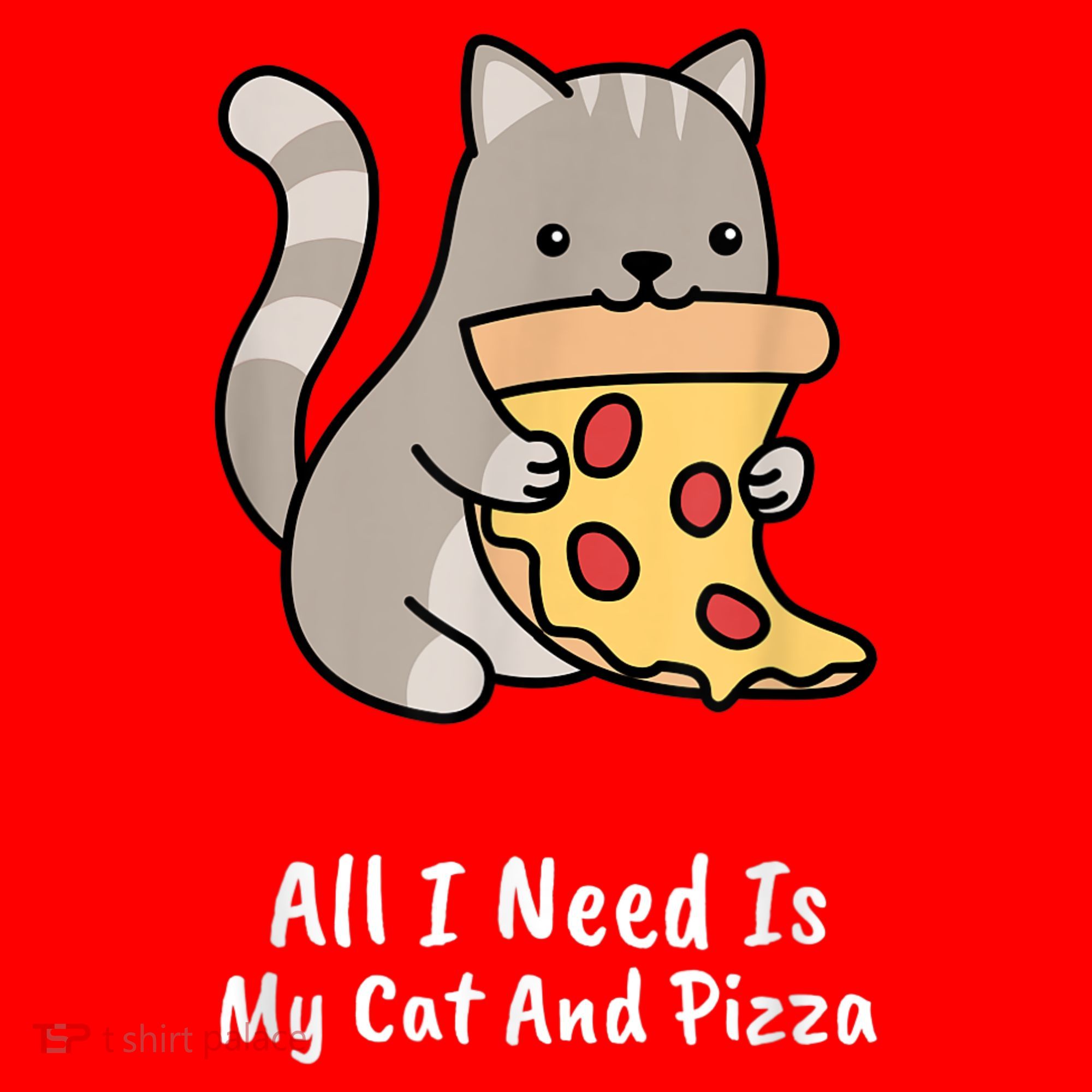 All I Need Is My Cat And Pizza Funny Cat And Pizza Santa Hat