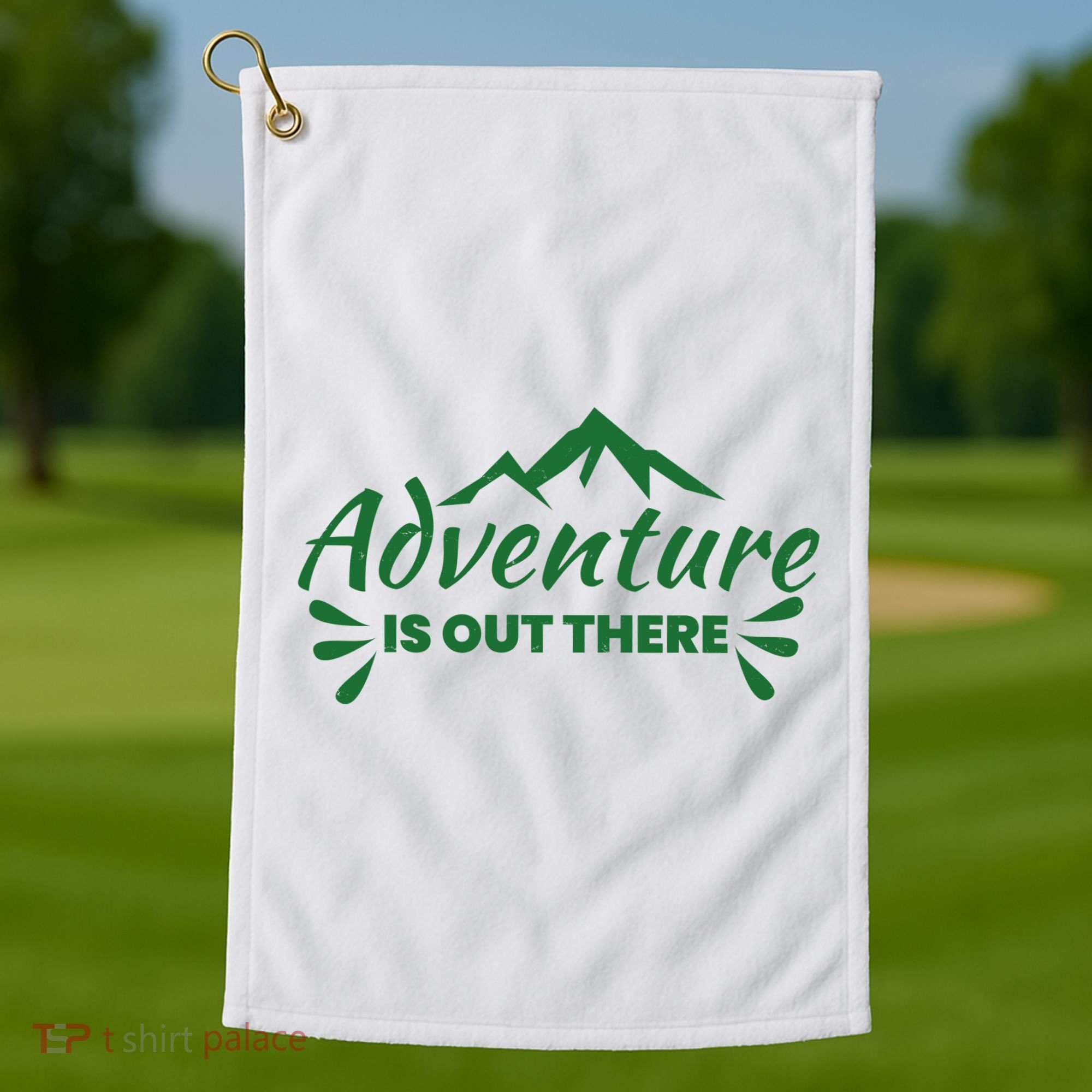Adventure Is Out There Mountain Camping Golf Towel