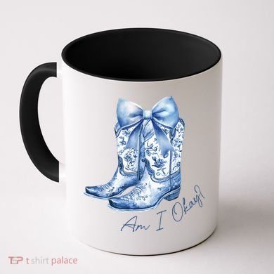 Am I Okay Boot Cowgirl Coquette Bow Coffee Mug