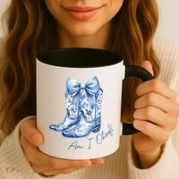 Am I Okay Boot Cowgirl Coquette Bow Coffee Mug thumb 3
