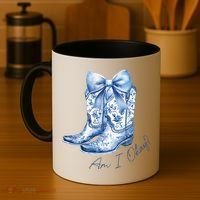 Am I Okay Boot Cowgirl Coquette Bow Coffee Mug thumb 4