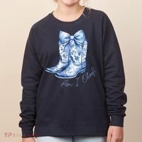 Am I Okay Boot Cowgirl Coquette Bow Women's Sweatshirt thumb 0