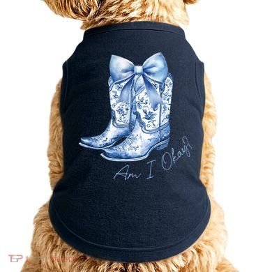 Am I Okay Boot Cowgirl Coquette Bow Doggie Tank