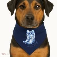 Am I Okay Boot Cowgirl Coquette Bow USA-Made Doggie Bandana thumb 1