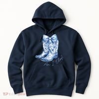 Am I Okay Boot Cowgirl Coquette Bow Hoodie thumb 0
