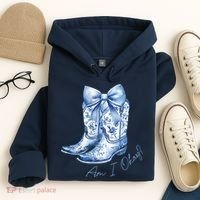 Am I Okay Boot Cowgirl Coquette Bow Hoodie thumb 4