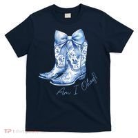 Am I Okay Boot Cowgirl Coquette Bow T-Shirt thumb 0