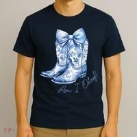 Am I Okay Boot Cowgirl Coquette Bow T-Shirt thumb 3