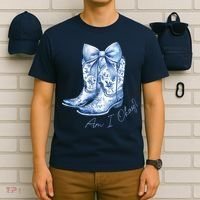 Am I Okay Boot Cowgirl Coquette Bow T-Shirt thumb 6
