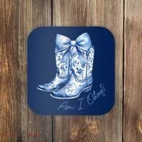 Am I Okay Boot Cowgirl Coquette Bow Coaster thumb 0