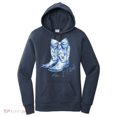 Am I Okay Boot Cowgirl Coquette Bow Women's Hoodie