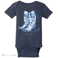 Am I Okay Boot Cowgirl Coquette Bow Baby Bodysuit thumb 0