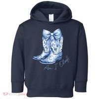 Am I Okay Boot Cowgirl Coquette Bow Toddler Hoodie thumb 0