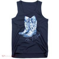 Am I Okay Boot Cowgirl Coquette Bow Tank Top thumb 0