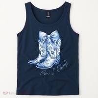 Am I Okay Boot Cowgirl Coquette Bow Tank Top thumb 2