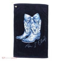 Am I Okay Boot Cowgirl Coquette Bow Golf Towel thumb 0