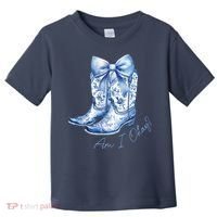 Am I Okay Boot Cowgirl Coquette Bow Toddler T-Shirt thumb 0