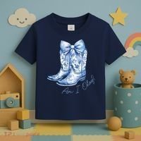 Am I Okay Boot Cowgirl Coquette Bow Toddler T-Shirt thumb 3