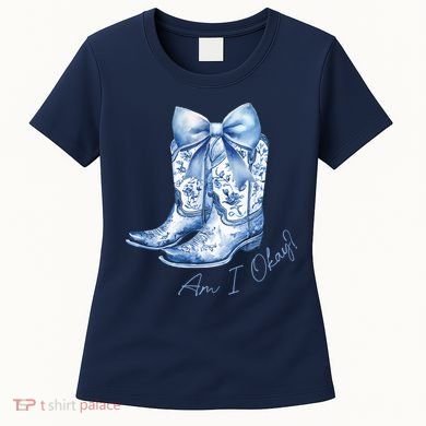 Am I Okay Boot Cowgirl Coquette Bow Women's T-Shirt