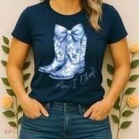 Am I Okay Boot Cowgirl Coquette Bow Women's T-Shirt thumb 2