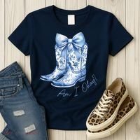 Am I Okay Boot Cowgirl Coquette Bow Women's T-Shirt thumb 3