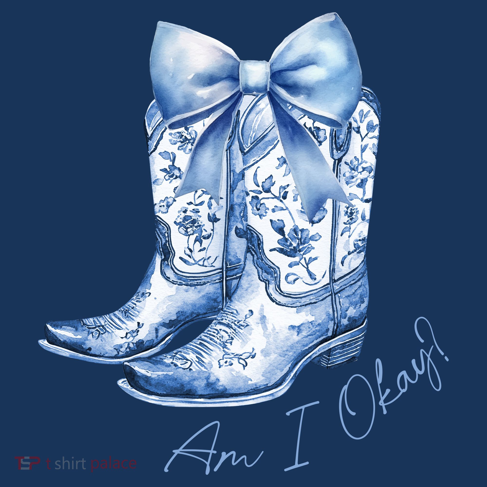 Am I Okay Boot Cowgirl Coquette Bow Women's T-Shirt