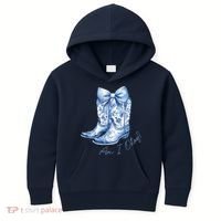 Am I Okay Boot Cowgirl Coquette Bow Kids Hoodie thumb 0