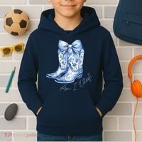 Am I Okay Boot Cowgirl Coquette Bow Kids Hoodie thumb 2