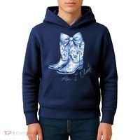 Am I Okay Boot Cowgirl Coquette Bow Kids Hoodie thumb 4
