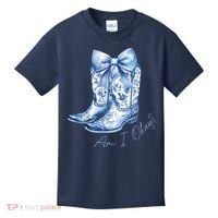 Am I Okay Boot Cowgirl Coquette Bow Kids T-Shirt thumb 0