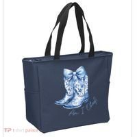 Am I Okay Boot Cowgirl Coquette Bow Tote Bag thumb 2