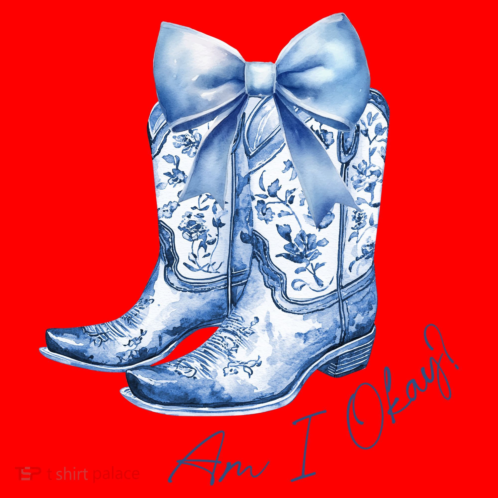 Am I Okay Boot Cowgirl Coquette Bow Santa Hat