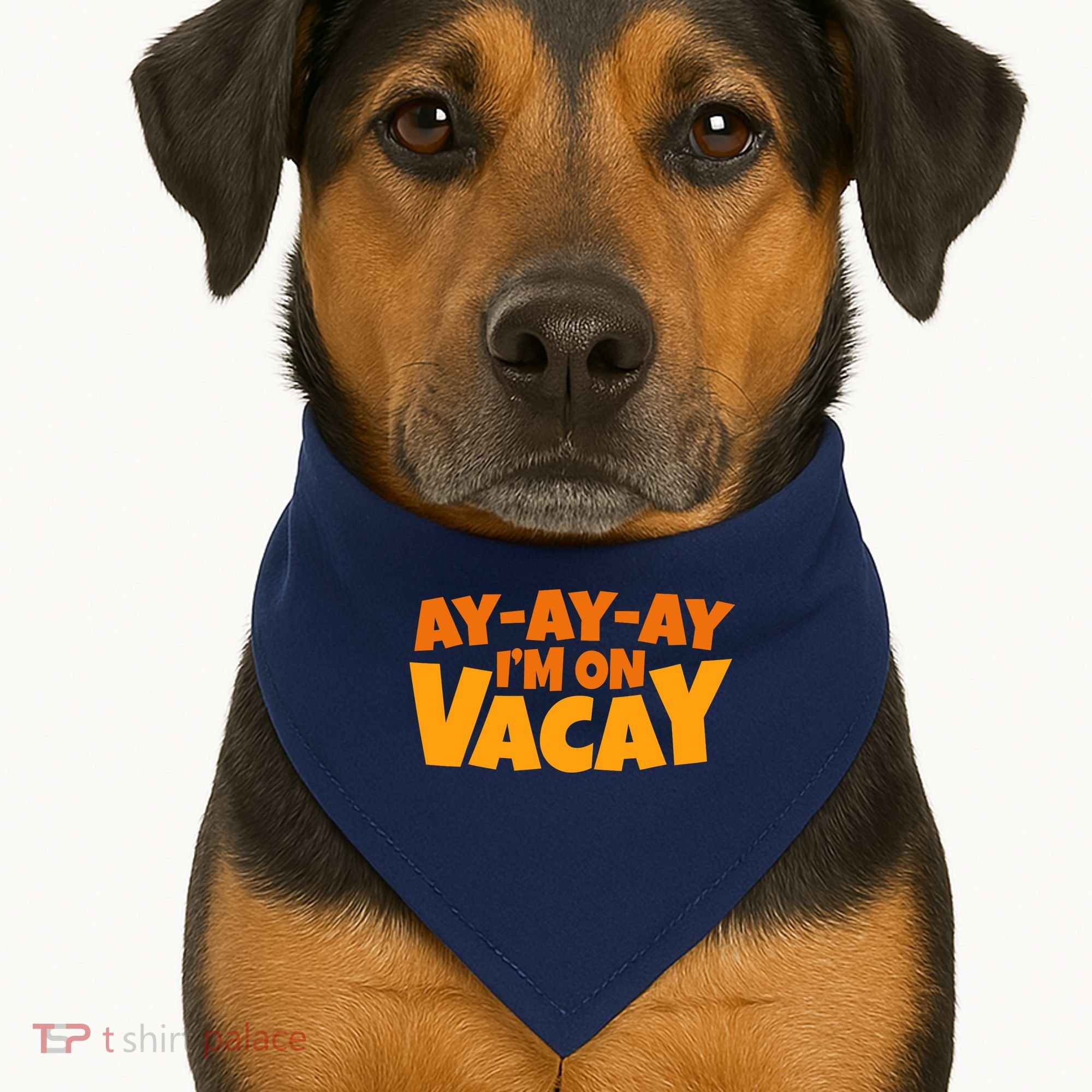 AyAyAy Im On Vacay Summer Vacation Tropical Beach USA-Made Doggie Bandana