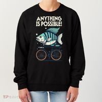 Anything Is Possible Fish Riding A Bicycle Women's Sweatshirt thumb 0