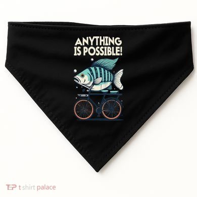 Anything Is Possible Fish Riding A Bicycle USA-Made Doggie Bandana