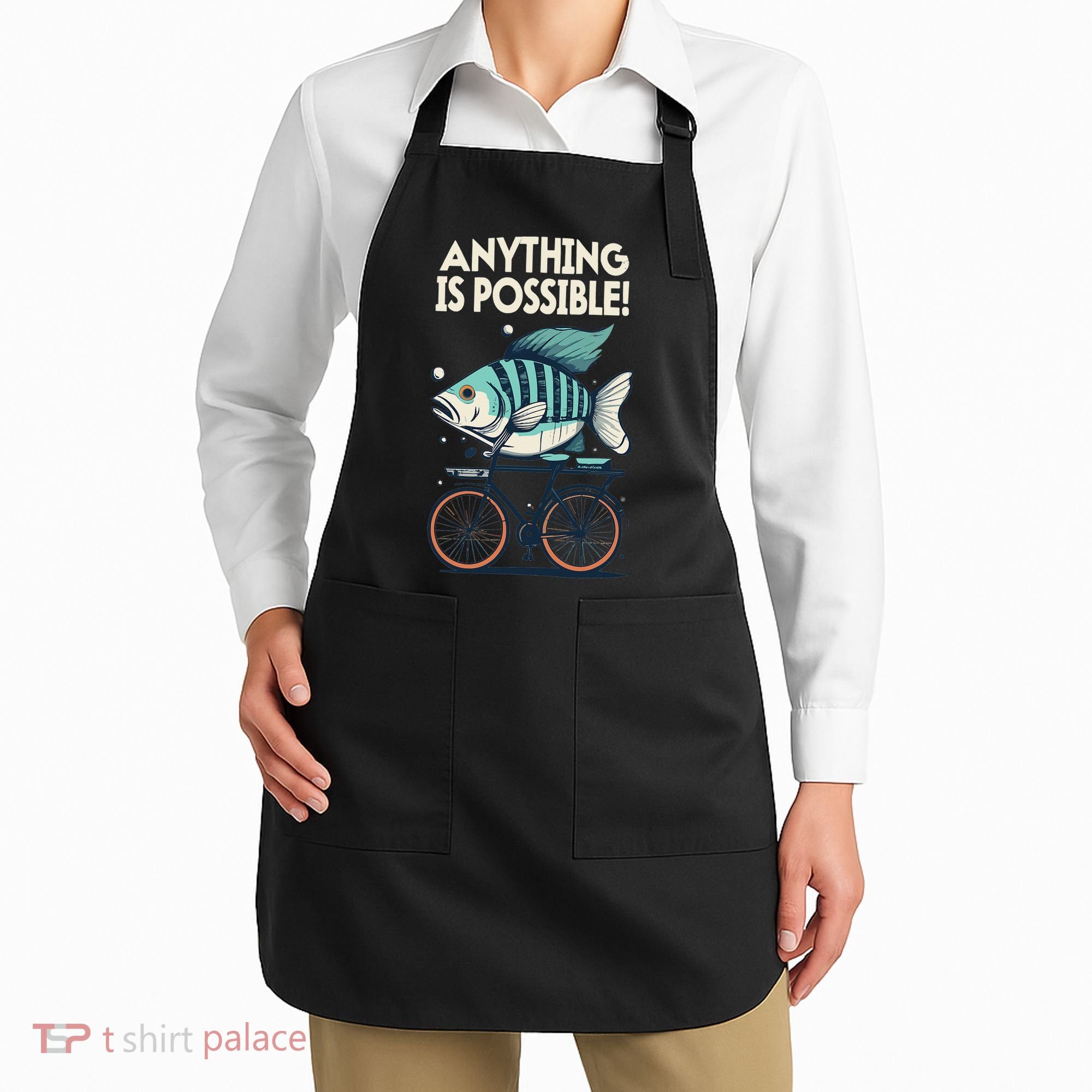 Anything Is Possible Fish Riding A Bicycle Apron