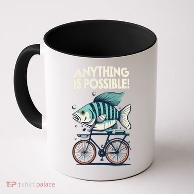 Anything Is Possible Fish Riding A Bicycle Coffee Mug