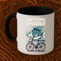 Anything Is Possible Fish Riding A Bicycle Coffee Mug thumb 2