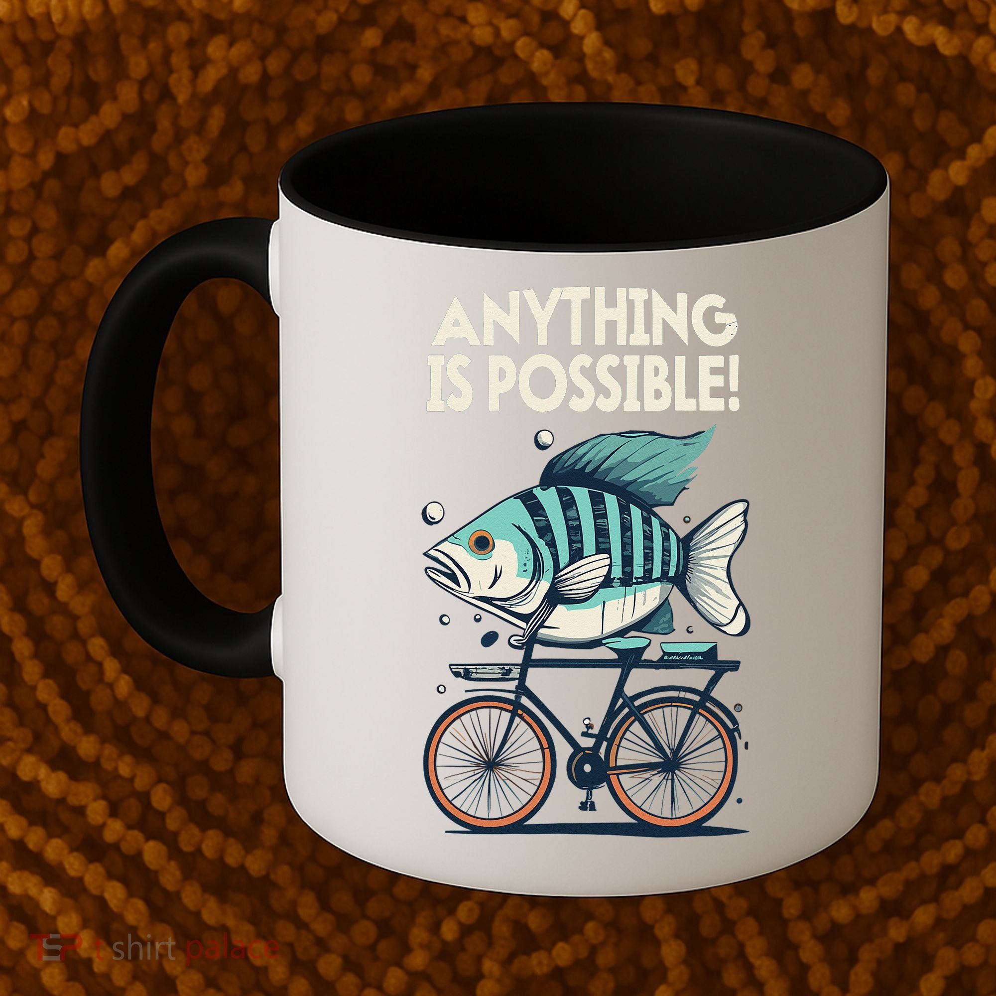 Anything Is Possible Fish Riding A Bicycle Coffee Mug