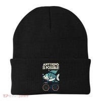 Anything Is Possible Fish Riding A Bicycle Beanie thumb 0