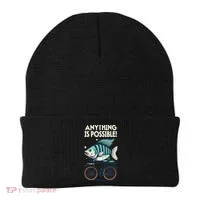 Anything Is Possible Fish Riding A Bicycle Beanie thumb 0