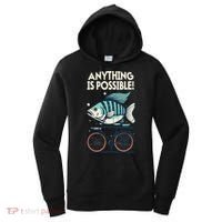 Anything Is Possible Fish Riding A Bicycle Women's Hoodie thumb 0