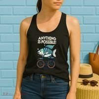Anything Is Possible Fish Riding A Bicycle Women's Tank Top thumb 2