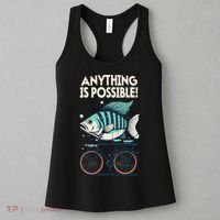 Anything Is Possible Fish Riding A Bicycle Women's Tank Top thumb 3