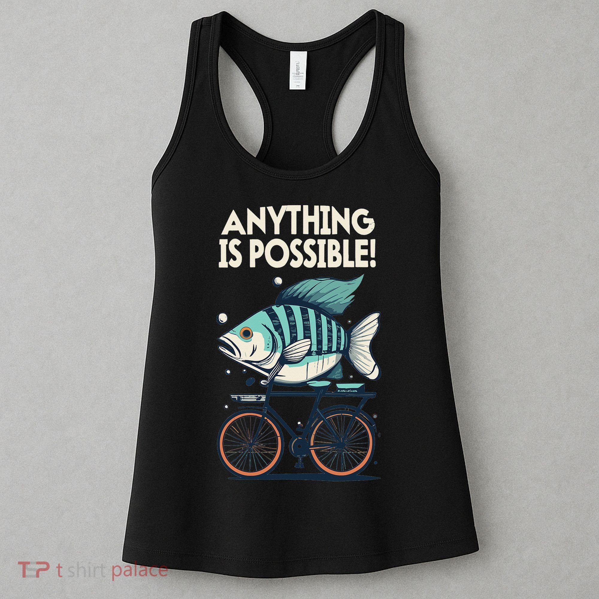 Anything Is Possible Fish Riding A Bicycle Women's Tank Top
