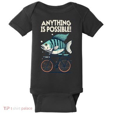 Anything Is Possible Fish Riding A Bicycle Baby Bodysuit