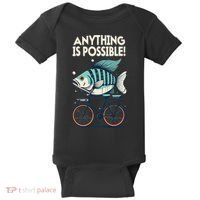Anything Is Possible Fish Riding A Bicycle Baby Bodysuit thumb 0