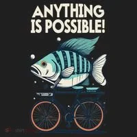 Anything Is Possible Fish Riding A Bicycle Hat thumb 2